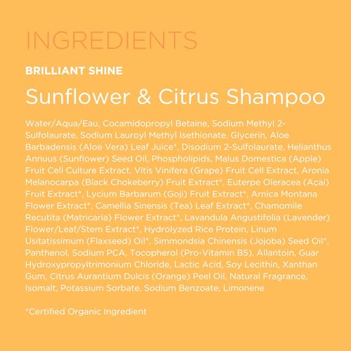 Andalou Naturals Sunflower and Citrus Brilliant Shine Shampoo, 11.5 Ounce