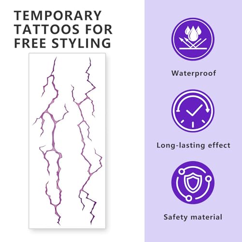 Movie Purple Temporary Tattoos Dance Cosplay Halloween Cosplay Tattoos Stickers Prop Accessories, Waterproof Temporary Tattoo (3 PCS)