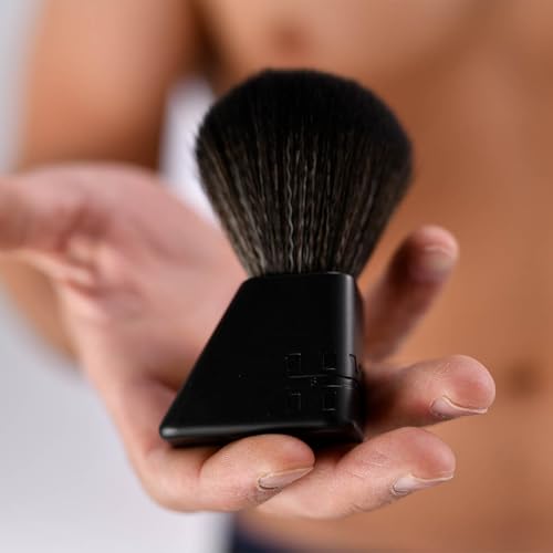 HYPE Vegan Shave Brush ? Premium Synthetic Fibers, CNC Machined Aluminum Handle ? Whips Up Luxurious Lather for a Smooth, Precise Shave - Black