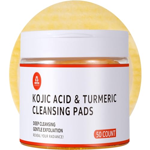 Turmeric Kojic Acid Cleansing Pads: Skin Brightening Turmeric Face Scrub Pads ? Gentle Turmeric Facial Pad for Even Skin Tone, Radiant Complexion - Enrich Kojic Acid & Turmeric ? 50PCS