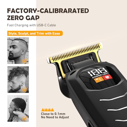 Professional Cordless Hair Clippers for Men- Hair Cutting Kit for Barbers & Family, Wireless Beard Hair Trimmers Set with LED Display, Rechargeable Hair Cutting Machine for Family (Black)