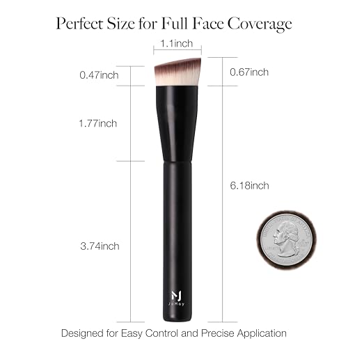 Foundation Brush Set of 2, Flat Top Kabuki Brush for Liquid Foundation Makeup, Dense Soft Bristles for Smooth, Streak-Free Coverage
