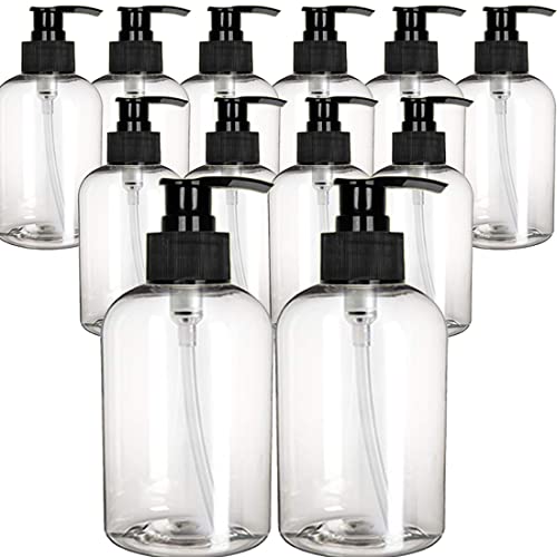 Plastic Empty Soap Dispenser Clear Bottles with Black Pump for Kitchen and Bathroom (Clear)