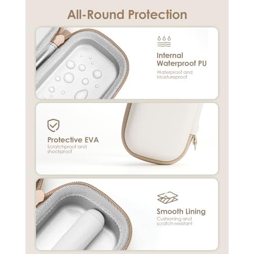Yinke Travel Shaver Case with Attachments Storage Box for Hybrid Electric Trimmer, Waterproof Hard Carrying Case Portable Storage Bag for O Blade, Beige