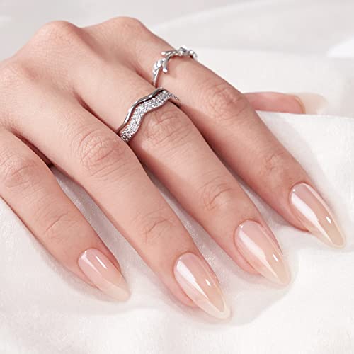 Press On Nails Medium - BTArtbox Soft Gel Press On Nails, Chrome Fake Nails with Nail Glue, Glazed Donut & Chocolate Glazed