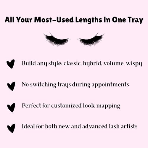 Professional Mixed Length Eyelash Extensions, Ultra Black, 8-15mm, 16 Rows, Premium Synthetic Silk (CC Curl - 0.10 mm)