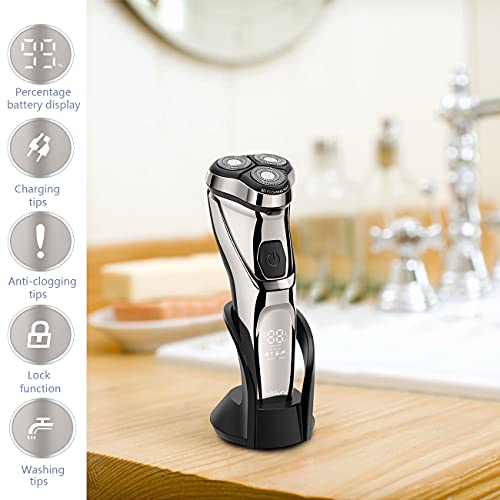 Electric Razor for Men Shaver Mens for Shaving with Pop-up Trimmer Electric Rotary Shavers for Men Wet & Dry Cordless Waterproof USB Rechargeable