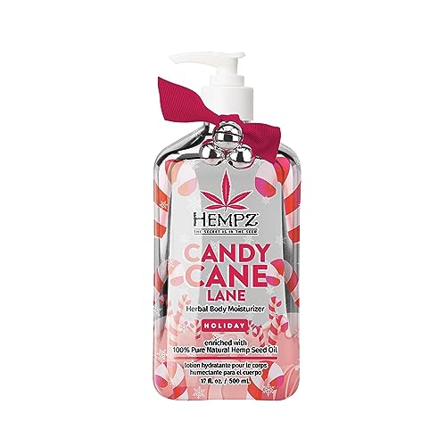 Hempz Limited Edition Peppermint Candy Cane Herbal Body Lotion Moisturizer (17 Oz) ? Holiday Body Lotion for Women or Men with Dry Skin - Hydrating Moisturizer for Daily Radiance