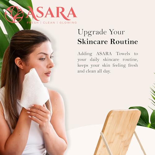 Clean Face Towels Disposable XL Facial Wipes | Add Water As a Makeup Remover | Sensitive Skin Face Towels | Organic Vegan Biodegradable - Clean Daily Towelettes | by Asara (50 Count)