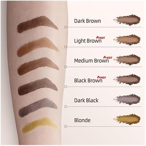 Eyebrow Stamp and Eyebrow Stencil Kit, Eyebrow Powder with 24 Reusable Eyebrow Stencils Kit for Beginners to Natural Brow, 1 Step Brow Stamp Kit Smudge-Proof & Long-lasting & Waterproof (Dark Black)