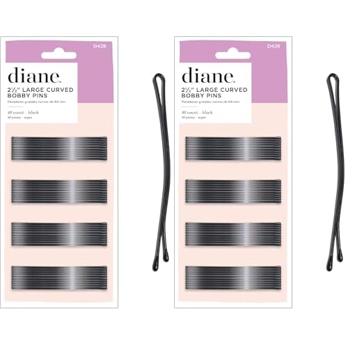 Diane Hair Bobby Pins for Women ?¢桰 Large 2.5?¢æ - Black, Curved Flat Design with Ball Tips, D428-40 Count (Pack of 2)