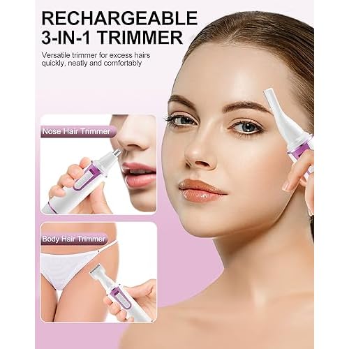 AREYZIN Nose Hair Trimmer for Women Rechargeable Eyebrow & Facial Hair Trimmer for Men, Professional Painless Nose Trimmer with IPX7 Waterproof, Dual Edge Blades for Easy Cleaning