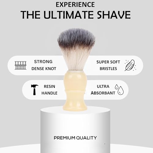 Premium Badger Shaving Brush for Men ? Soft Bristles & Wood Handle | Perfect Shaving Cream Brush for Wet Shave | Luxury Gift for Men, Dad & Boyfriend, Off White