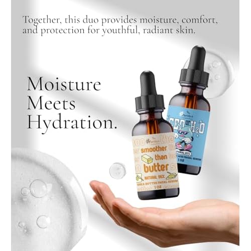 Purifect Smoother Than Butter Shea Butter Facial Serum Bundle with CEO of H2O Hyaluronic Acid Serum Face ? 1 Fl Oz each by Symphony Beauty ? Nourishes, Softens & Hydrates ? Gift Set (2 Items)