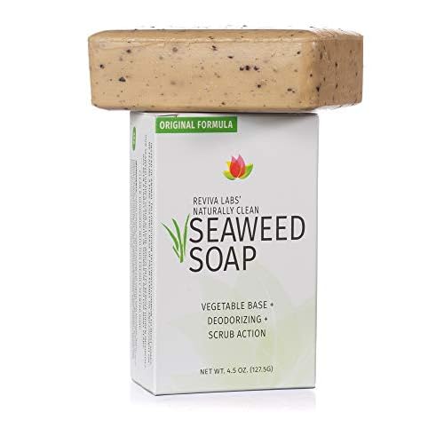 Reviva Seaweed Soap - 2 Pack - Organic Seaweed Face Scrub and Exfoliating Body Scrub Soap Bar - 4.5 oz. Vegetable Base Natural Bar Soap and Seaweed Bath Detox Soap Made in the USA