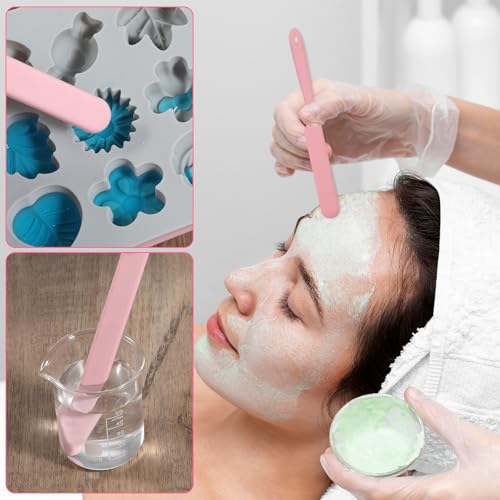 6Pcs Silicone Wax Stick, Wax Sticks for Hair Removal, Reusable Non-Stick Hard Waxes Spatula Scraper Applicator Sticks For Home Salon Body Use(Pink)