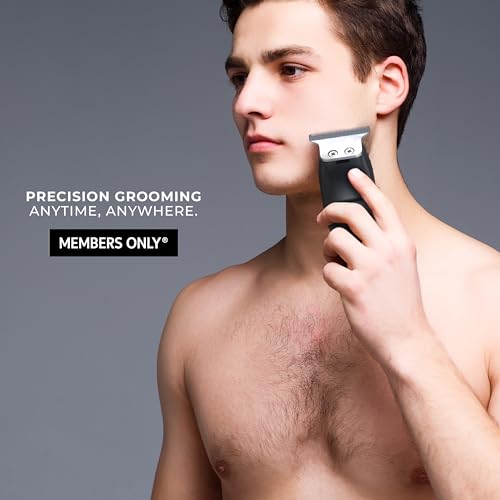 Members Only Hair Clipper, Men¡¯s Lithium Cordless T-Blade, Stainless Steel Blades, USB Rechargeable, LED Display, 5 Comb Guides, Precision Kit for Hair Cutting and Grooming