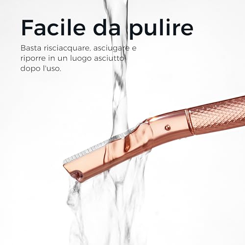 Rose Gold Eyebrow Razor with 10 PCS Replacement Blades
