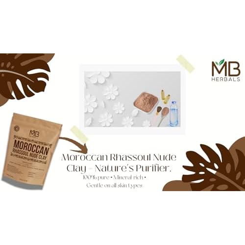 MB Herbals Moroccan Rhassoul Nude Clay 8 oz | 0.5 LB / 227 G | Mild Clay for Making Soaps and Face Packs