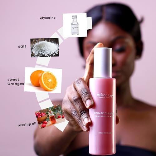 Biphase Cleanser, 4-in-1 Oil & Water Make-up Removing Hydrating Face Wash, Gentle Double Cleansing Natural Formula for All Skin Types, 3.38 fl oz