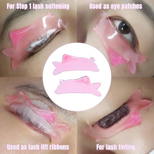 Libeauty Flat Lash Lift Shields, Ultra Thin Korean Flat Shields for Step 1 Perm/Lift, Flexible Use as Eye Patches or Lift Ribbon, Dolphin-Shaped Design for Easy Pick Up