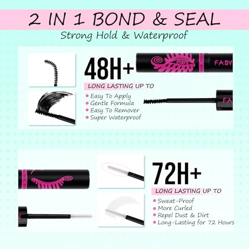 Wispy Lash Extension Kit 238Pcs Lash Clusters Kit Eyelash Extensions 9-16MM Individual Lashes Extensions with Bond and Seal Remover Tweezers DIY at Home by FADVAN (80D, 0.07D, 9-16mm)
