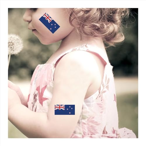 30 Sheets New Zealand Flag Temporary Tattoos Fans Face Tattoo Stickers for Adults Kids Group Activity Props
