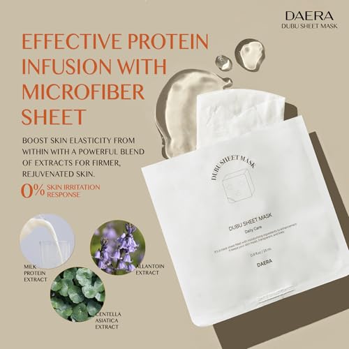 DAERA Korean DUBU 5 Sheets x Facial Mask, Deep Hydrating Repairing Nourishing for Dry and Sensitive Skin, Panthenol, Niacinamide, Adenosin, Korean Moisturizer, Korean Glass Skin