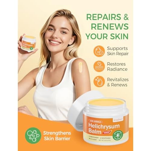 Helichrysum Balm for Skin Repair & Renewal - Natural Soothing Helichrysum Essential Oil Balm with Arnica for Bruise & Redness Relief - Moisturizes & Revitalizes Dry, Sensitive & Aging Skin