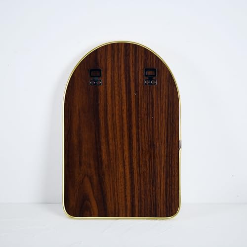 Funly mee Arched Wall Mirror, Wall-Mounted Plastic Mirror, for Bathroom and Vanity (Black, 11.8 x 15.8)