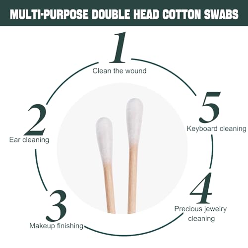1000 Pack Cotton Swabs, Individually Wrapped Cotton Swab, Individually Wrapped Double Tipped Wooden Sticks for Ear, Make-up(4pcs per Bag, 1000 Bags, Double Round End)