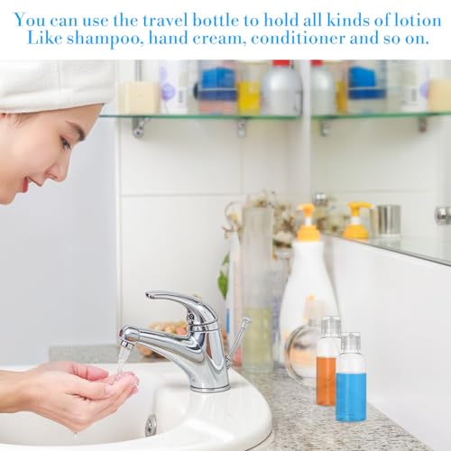 100 Pack 2 Oz Empty Travel Size Bottles Clear Plastic Travel Bottles with Flip Cap, Refillable Leak-Proof Liquid Containers for Toiletries, Lotions, Shampoo, Creams, Includes 5 Funnels