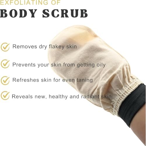 Turkish Hammam Cream Exfoliating Kesse & Body Loofah & Face Loofah, for Shower Exfoliating Mitt Body Scrubber Skin Exfoliator & Dead Skin Remover for Women & Men 3 Count (Pack of 1)