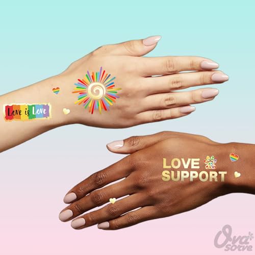 Pride Temporary Tattoos 56 Glitter Styles Rainbow Temporary Tattoos for Pride Equality Parades and Celebrations