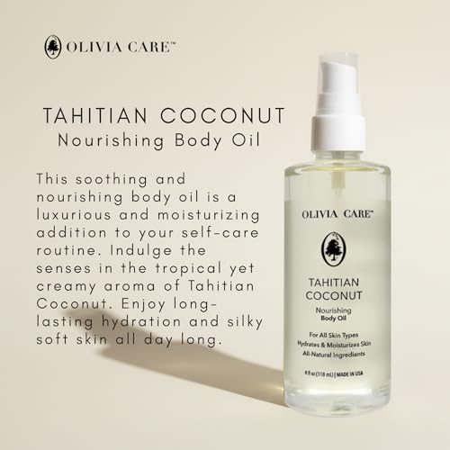 Olivia Care Tahitian Coconut Nourishing Body Oil, 4 fl oz, For All Skin Types