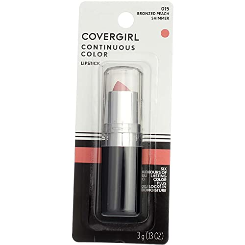 CoverGirl Continuous Color Lipstick, Bronzed Peach 015, 0.13-Ounce Bottles (Pack of 2)
