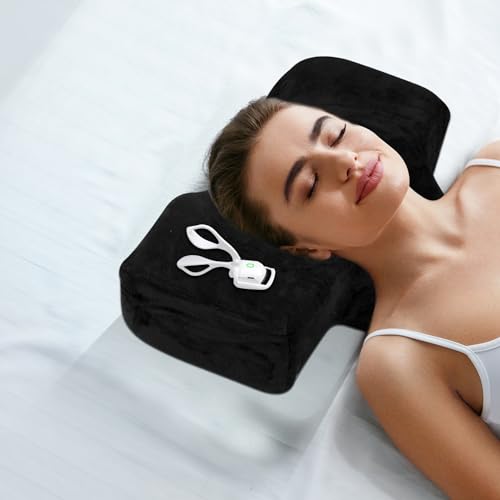 IMENE Lash Pillow for Lash Extensions- Memory Foam Lash Pillows with Neck and Back Support, Ergonomic Lash Bed Pillow with Velvet Pillowcase and Lash Organizer Pockets£¨Black£©