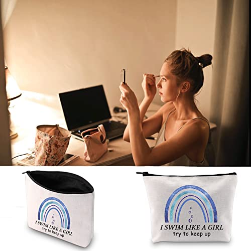 JXGZSO Swim Makeup Bag Swimming Lover I Swim Like A G Try to Keep Up Cosmetic Bag Swim Team Gift (I Swim Like Bag)