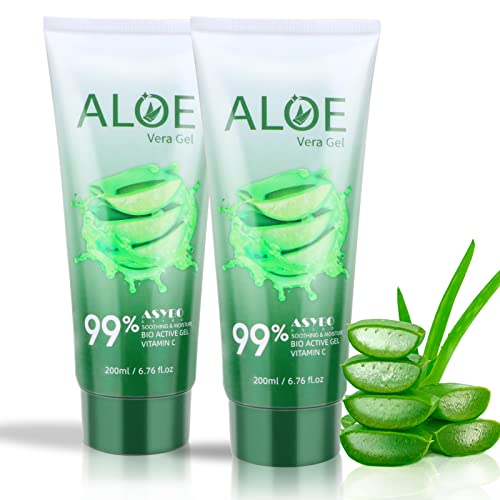 200x2 ML Aloe Vera Gel ? 99% Organic Pure Aloe Vera Hydrating Face & Body Moisturizer, Natural Aloe Cream for Dry Skin, Sunburn, Acne, Soothing & Moisturizing