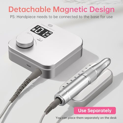 Rechargeable Nail Drill CHRISTINE SHELLY: 35000 PRM Electric Nail File, Professional Efile Nail Drill with Bits Kit for Acrylic Gel Polishing Removing