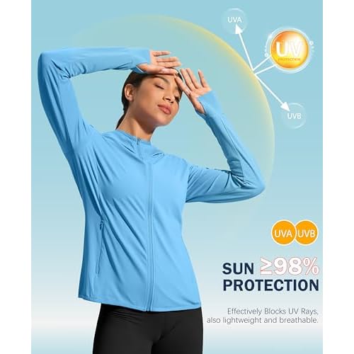 Soothfeel Women's UPF 50+ Sun Protection Hoodie Jacket Lightweight Long Sleeve Sun Shirt for Women with Pocket Hiking Outdoor