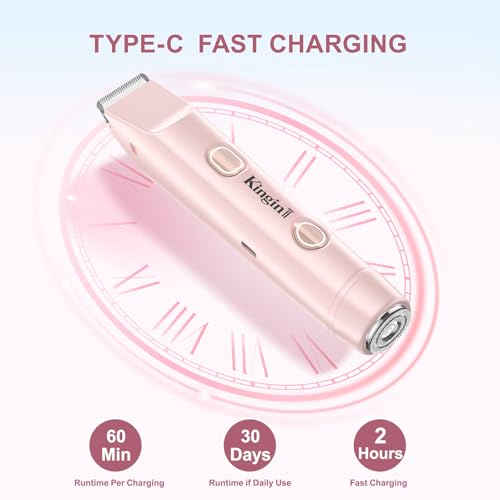 Electric Bikini Trimmer for Women,Personal Shaver for Face,Legs,Underarms,Painless Electric Women's Razor,IPX7 Waterproof,Rinsable Pubic Hair Trimmer,Cordless Portable Rechargeable Remover,Pink