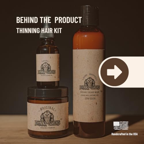 Johnny Slicks Hair and Beard Grooming Kit | Organic Pomade, Beard Oil, Beard Wash | USA Made, Veteran Owned (Anti-Itch, Anti-Dandruff, Promotes Growth), Original Scent