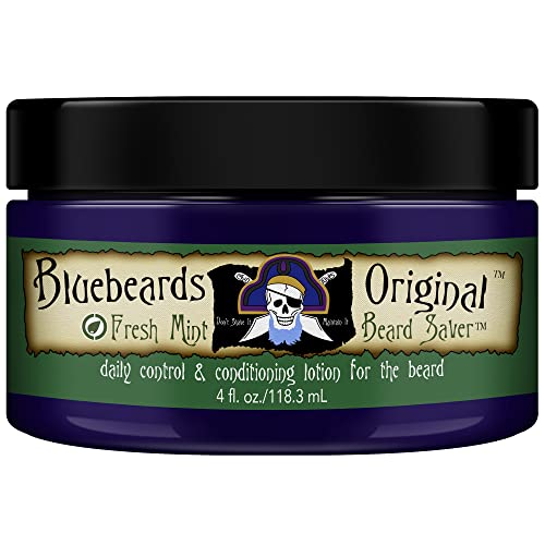 Bluebeards Original Beard Balm Leave-in Conditioner - 4 oz Fresh Mint Beard Saver Softener for Men with Aloe & Peppermint Oil Deeply Conditions & Moisturizes Mustache & Skin - Made in USA