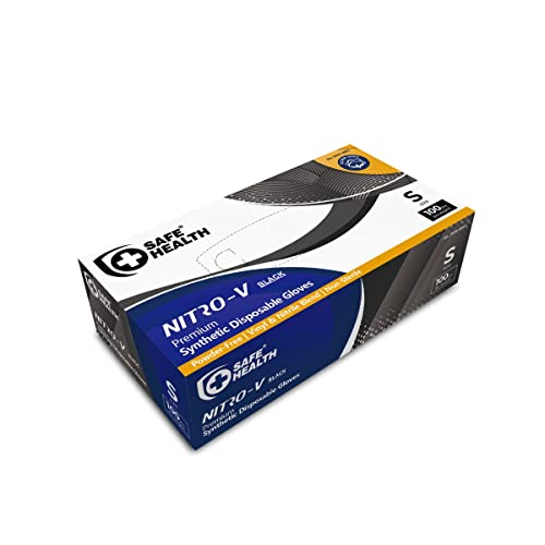Safe Health NITRO-V Nitile-Vinyl Synthetic Dispoable Gloves, Latex Free, Powder Free, Cleaning, Cooking, Tattoo, Beauty