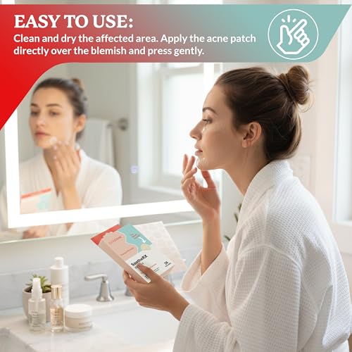SootheRX Hydrocolloid Acne Patches for Face | Niacinamide Pimple Patch | Overnight Blemish & Acne Spot Treatment | Pimple Stickers for Covering Cheeks & Zit Patch for Face | 36 Count Transparent