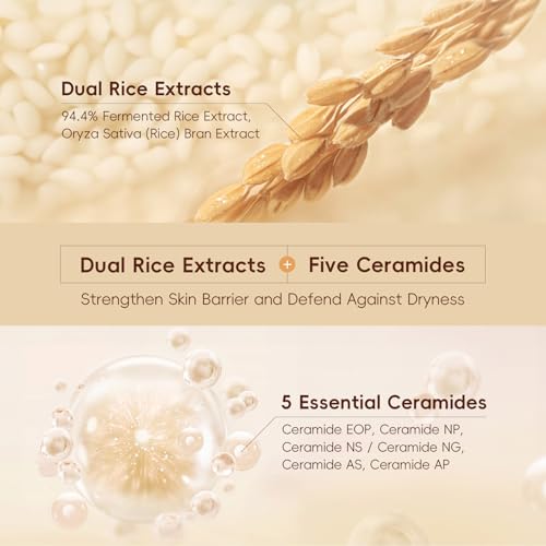 Rice Moisturizing Cream,Korean Face Cream with Rice Ceramide Extract | Lifts & Firms Skin,Nourishes Soothing Deeply,Repairs the Skins Barrier,Anti Aging Face Cream for All Skin Types?1.06OZ