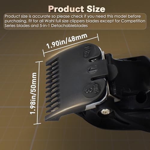 For Wahl #1 Guide Comb Attachment 1/8"(3.0 mm), Replacement Guide Comb Compatible with Wahl clipper guards set Hair Clipper and Trimmer,Cutting Guard Attachment Model 3114-001,Black(2 Pack)