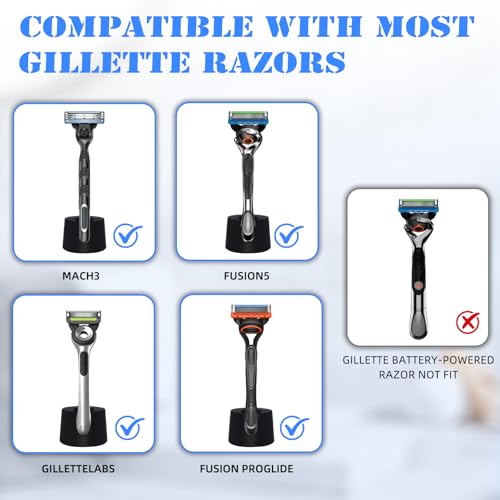 Razor Holder Compatible with Gillette Razor,2 Pack Anti-slip ABS Draining Razor Stand Compatible with Gillette Razor For Bathroom,2PCS Cleaning Brushes Included