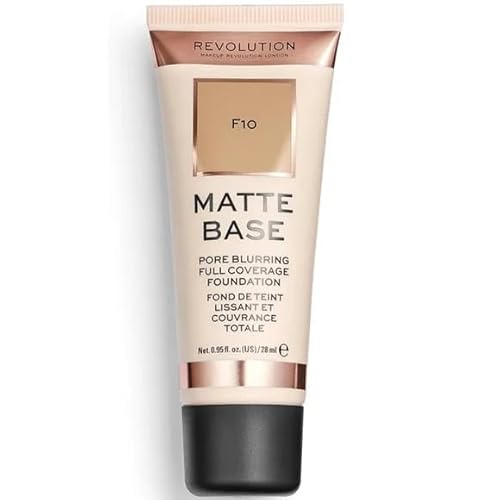 Revolution Matte Base Foundation, Full Coverage, Pore Blurring, Shade F10, 0.95 oz